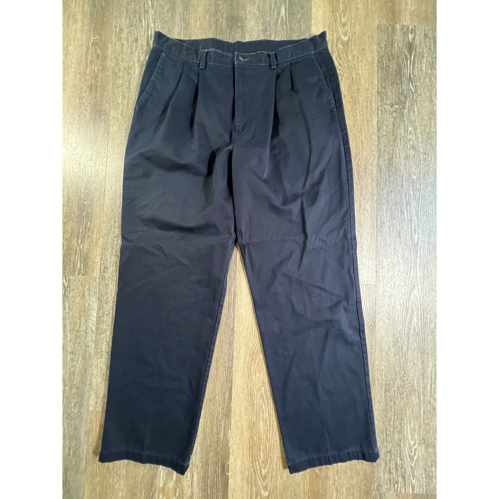Dockers Recode Pleated Chino Pants Mens 36 Navy Blue Relaxed Fit Trousers